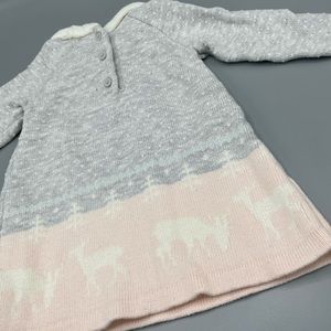 Janie and Jack knit winter sherpa collar reindeer dress